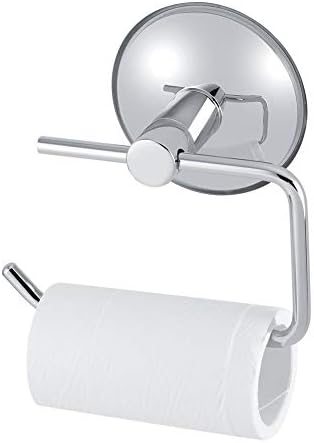 Toilet paper holder, toilet roll holder, modern stainless steel paper dispenser, no hole paper dispenser, vacuum suction cup, removable holder for bathroom, toilet, kitchen, chrome