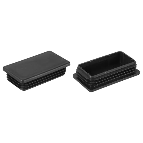 Image of uxcell 2 Pcs Rectangle Tubing End Caps 3 9 /16 x 2 Inch Plastic Hole Plugs Insert End Cap for Metal Tubing Post Chair Leg Table Bookshelves Furniture, Black