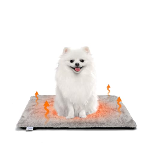 Nobleza Colchonetas Térmica para Perros Gatos Pequeños, Alfombrilla Autocalentable para Camas para Mascotas, Colchon Grueso de Espuma Viscoelástica, Funda de Pelo Corto Suave Lavable, Gris, 61x46x4cm