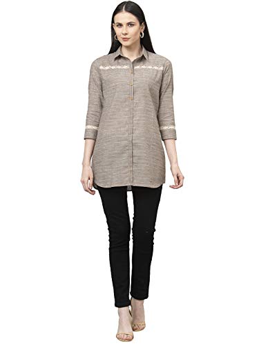 Image of Selvia Women's Regular Fit Dress Shirt (137TKR2732-M Grey M)