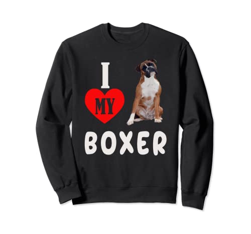 Amo a mi boxeador perro amante de las mascotas mamá papá ropa Sudadera