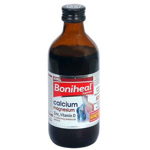 Image of AIMIL Boniheal Suspension (200ml) | Calcium Supplement with Magnesium, Zinc & Vitamin D | Herbal Tonic for Bone Health & Joint Pain Relief for Men & Women (Pack of 1)