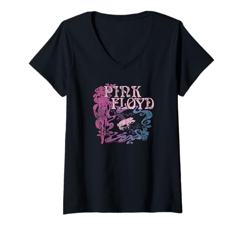 Image of Womens Pink Floyd Nouveau Animals V-Neck T-Shirt