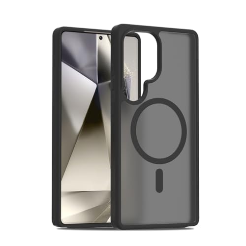 Image of Glassology Case for Samsung Galaxy S25 Ultra Frosted Magnetic Case - Matte Translucent TPU+PC Shockproof & Anti-Scratch Phone Cover with N52 Magnet (Black, Samsung Galaxy S24 Ultra)