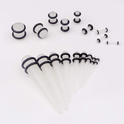 image for CABBE KALLO 50 Pcs 14G-00G Ear Stretching Kits Acrylic Tapers Plugs & 