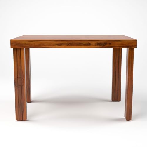 Image of VK Furniture Sheesham Solid Wood 4 Seater Dining Table Set of Four with 4 Print Cushion Chairs for Dinner Hall Kitchen Living Room Home Office Restaurant |L45 X W30 X H30|Brown Finish 03