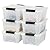 IRIS USA 13 Qt Stackable Plastic Storage Bins with Lids, 6 Pack - BPA-Free, Made in USA - Discreet Organizing Solution, Latches, Durable Nestable Containers, Secure Pull Handle - Pearl