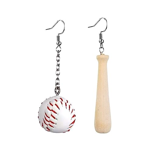 Faux Leather Baseball Dangle Earrings - Wooden Bat Drop Earrings - Baseball Player Jewelry Gifts for Women