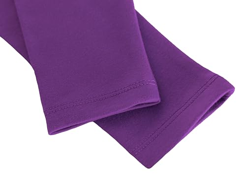 Lilax Girls' Basic Solid Full Length Cotton Soft Leggings (5, Purple)4