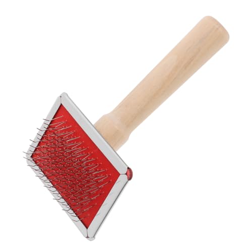 DOITOOL Spazzola in Metallo per Animali Domestici Manico in Legno Strumento per la Toelettatura del Pelo di Cani e Gatti Rimozione Nodi e Pelo Morto per Uso Professionale e Quotidiano