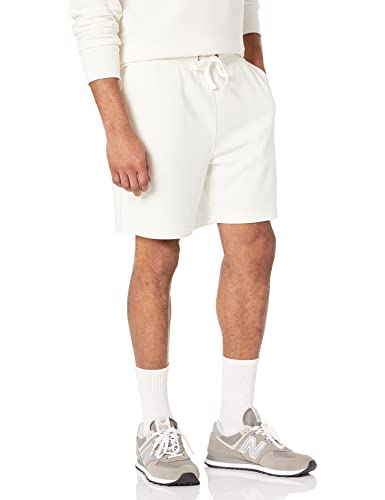 Amazon Essentials Mens Lightweight Cotton French Terry Relaxed Fit Sweat Shorts with Drawstring Waist (Available in Big & Tall) Eggshell White X-Large