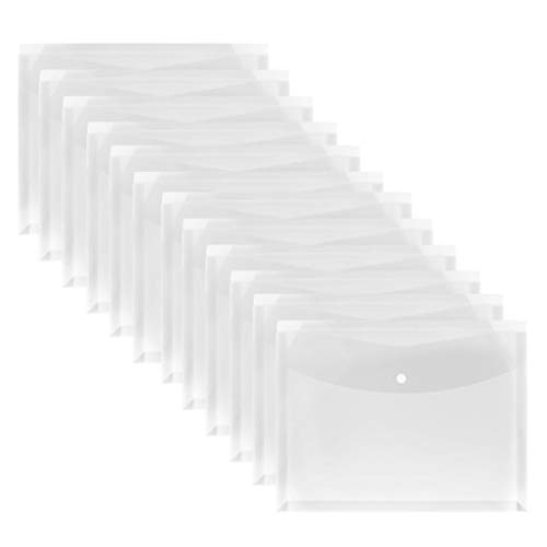 Plastic Legal Size Envelopes with Snap Closure Expandable Organizer Clear Color Folder for Home Office 12pcs
