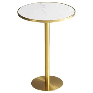 ビストロテーブル、モダンなバーテーブル/ダイニングテーブル、大理石の天板と滑り止め金属製の頑丈なベース付き、リビングルーム、キッチンに簡単に組み立て可能