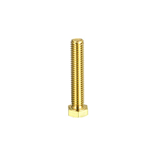 Image of uxcell Brass Hex Bolts, 3 /8-16x2 1pcs Fully Thread Grade 4.8 Solid Brass Hexagon Head Bolt Machine Screws for Machinery