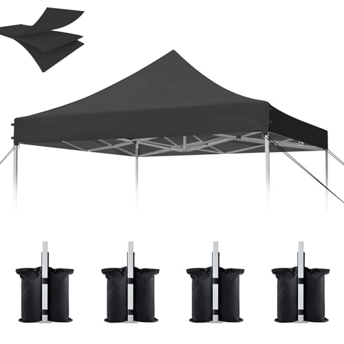 Image of 10x10 Canopy Replacement Top, Heavy Duty Pop Up Tent Cover(Top Only)(Black)