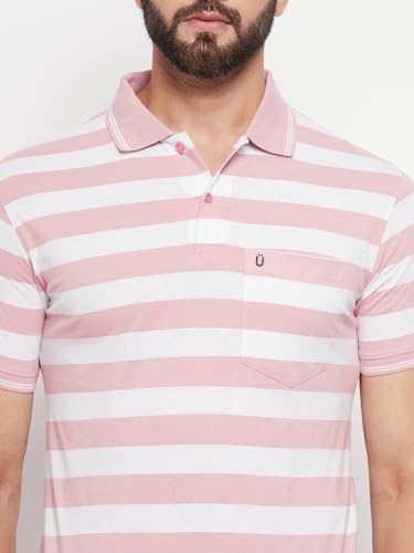 Image of UNIBERRY Men's Cotton Blend Half Sleeve Printed Polo Neck T-Shirt Has A Short Sleeve & Pocket On ChestBZRMT6-MR