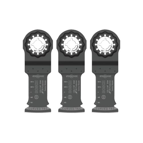 BOSCH OSL114F-3 3-Pack 1-1/4 In. Starlock Oscillating Multi Tool All Purpose Bi-Metal Plunge Cut Blades for Applications in Wood, Wood with Nails, Drywall, PVC, Metal (Nails and Staples)