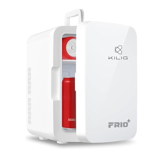 Image of KILIG Frio+ Mini Fridge | Portable Cooler & Warmer | 240V AC & 12V DC Power for Home & Car | Smart Temperature Control | Perfect for Food & Beverages, Travel, Skincare, Medicine | White