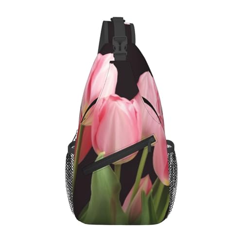 pink tulips Sling Backpack Cross Chest Bag Travel Crossbody Bags for Men Women Fashion Daypack