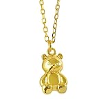 LHJHZDJC Collar con colgante, collares de color dorado para mujer, bonitos colgantes de oso, collar de cadena de eslabones, collar de plata de ley, joyería para mujer, joyería diaria casual, regalo