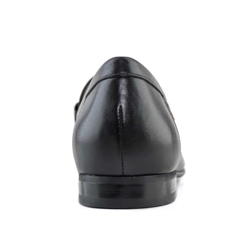 Image of Womens Genuine Leather Comfort Slip On Buckle Dress Loafer