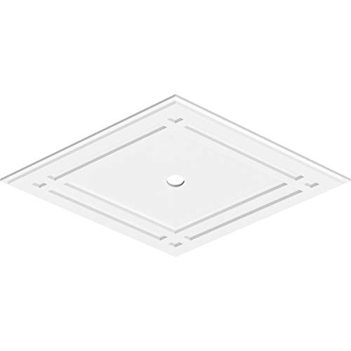Image of Ekena Millwork CMP40X26DD-02000 Diamond Architectural Grade PVC Contemporary Urethane Ceiling Medallions 40 inchW x 26 5 /8 inchH x 2 inchID x 14 inchC x 1 inchP