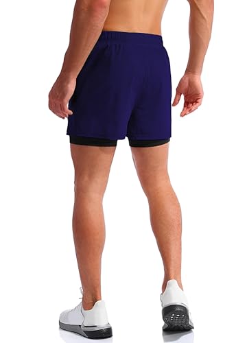Image of 2 in 1 Active Dual Shorts with Inner Tights Layer | Men's Double Layer Short for Running, Gym & Sports