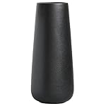 11 Inch Tall Matt Black Ceramic Vase for Flowers & Pampas Grass, Classic Rustic Style Decorative Vases for Home Decor Table Centerpieces