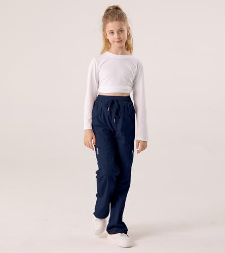 Image of Cargo Pants for Girls Parachute Baggy Joggers Elastic Waist Wide Leg Hip Hop Dance Outfits Size 7-14