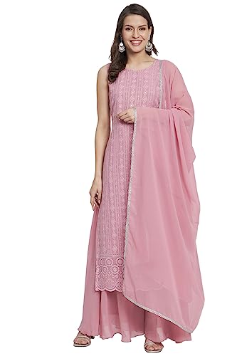 Women's Georgette Chikankari Embroidery Kurta set with Dupatta