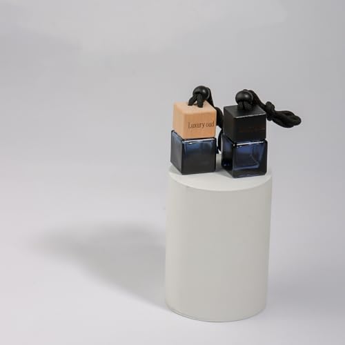 Image of Car Air Freshener, Hanging Oil Diffuser,pack of 2,luxury oud & luxury musk Black and Natural Wood