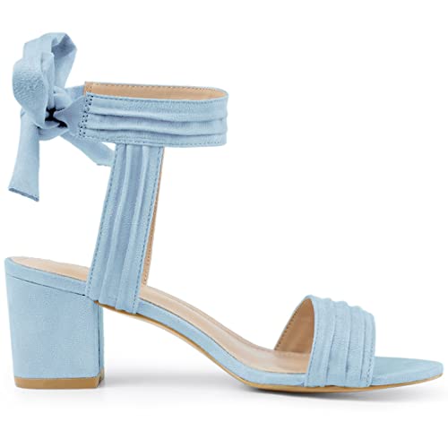 Image of Allegra K Women's Open Toe Ankle Tie Back Block Heels Sandals