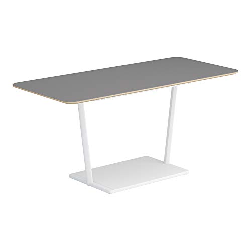 【メーカー配送・設置・組立】コクヨ ミーティングテーブル リージョン LT-RG167MSAAF32 角形 T字脚 ミドルテーブル 幅160×奥行75×高さ72.4cm リノリウム天板 アッシュ/脚ホワイト