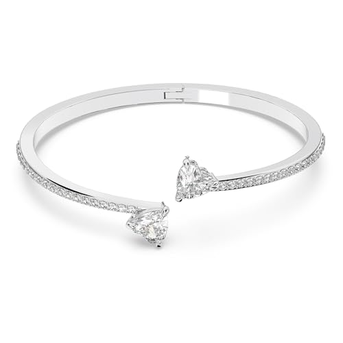 Swarovski Mesmera Bangle Bracelet, Heart-Shaped Clear Crystals on a Rhodium Finish Cuff, Size L, from the Attract Soul Collection by Swarovski - Used condition - US$68.34
