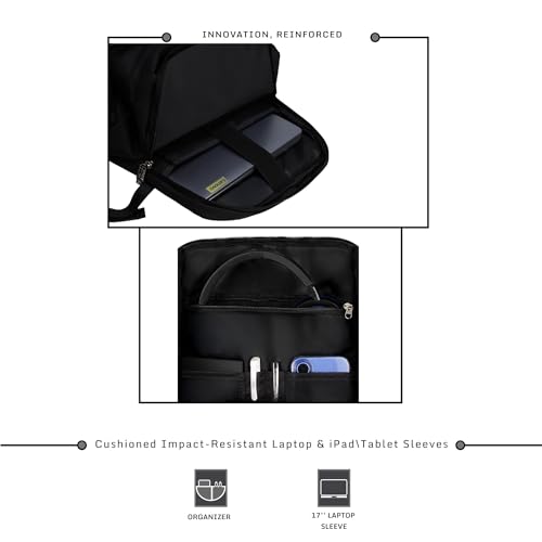 Image of F Gear Sydney Black 27L Premium Soft Touch Laptop Backpack | Fits 17 inch Laptop | Lightweight with Tablet Sleeve, USB & Type-C Charging Ports, 4 Compartments, 1 Pocket & Luggage Strap | Water-Resistant