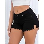 Denim Shorts Damen Ripped Schwarz Kurz Hose Zerrissene Jeans Shorts Sommer Hotpants Elastische Kurze Jeanshosen Club – Bild 3