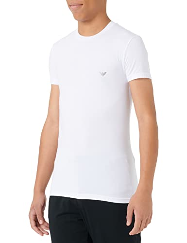 Emporio Armani Homme Soft Modal Eagle Logo Slim Fit T-shirt T shirt, Blanc, S EU