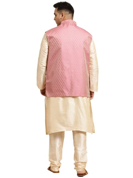 Image of SOJANYA (Since 1958, Men's Silk Blend Grey Kurta Pyjama & Silk Blend Jacket Combo