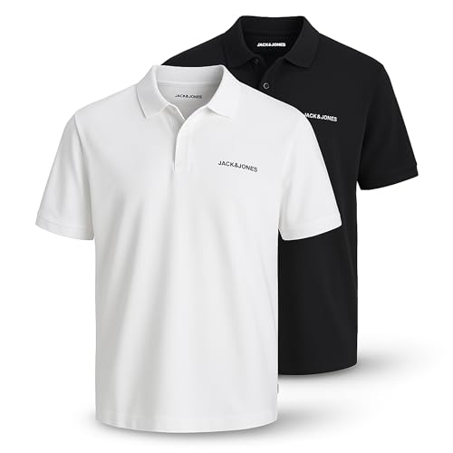 JACK & JONES Poloshirt Herren 2er-Pack – Regular Fit Poloshirts für Herren im Set – Kurzarm Poloshirt mit Hemdkragen – Atmungsaktiv & Pflegeleicht für Alltag & Freizeit