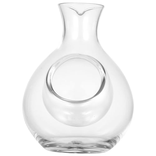 Zerodeko Caraffa per il ghiaccio giapponese in vetro per sakè freddo, decantatore per vino, con tasca per il ghiaccio, 300 ml, in vetro freddo
