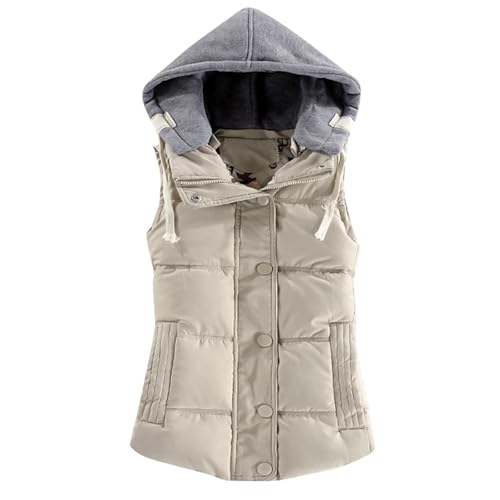Chaqueta casual ajustada mujer sin mangas acolchada con capucha invierno