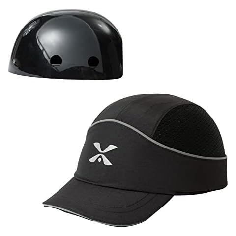 Bump cap with reflective strips, lightweight and breathable work cap, protective cap (18110# black short) Cover