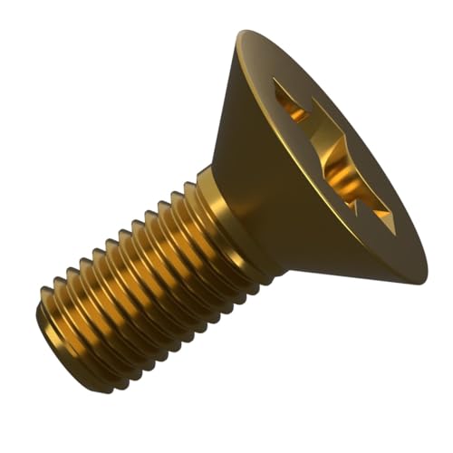 M5 (5mm x 12mm) Brass Phillips Countersunk Machine Screws Metric Flat Head Steel Fully Threaded DIN 965 (Pack of 20) E3D - Image 4