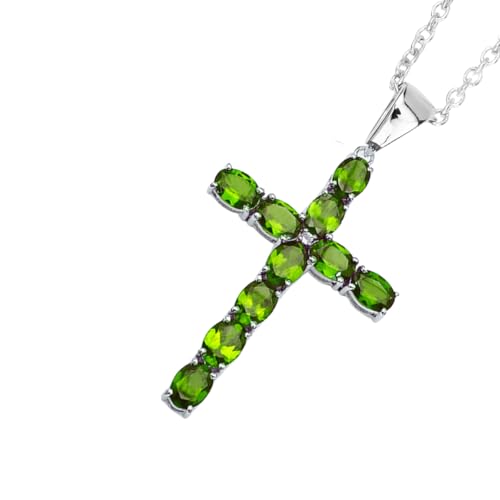 Genuine Green Peridot Cross Necklace for Women 925 Sterling Silver Cross Necklace for Women 8.32 Carats Peridot Jewelry August Birthstone Jewelry Gift for Her3