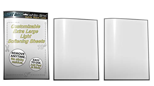 LightDims White Dims Self Adhesive Dimming/Softening Sheets for Harsh LED Lights 8"x10.5" Size (3 Sheets) Subtle Warm Color & a Free Mystery Gift Sheet (4 Sheets Total). Packaging May Vary