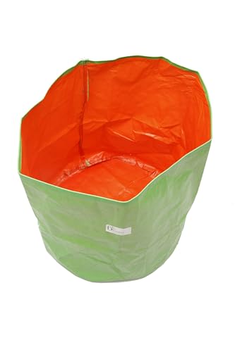 Image of Bio Blooms Round HDPE Plant Grow Bag for Terrace & Kitchen Gardening | Pack of 10 | 15x18 | 200 GSM Heavy Duty Outdoor Grow Bag | Durable Planter for Vegetables, Flowers & Plants | Green & Orange