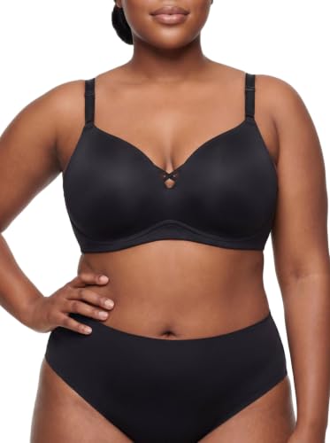 Torrid Women's Plus Size Wire-Free Push-Up Smooth Bra with Crisscross Design, Rich Black, 48D