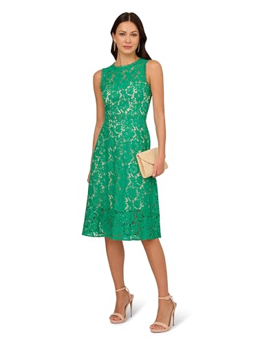 Image of Adrianna Papell Women's Lace Midi Flounce Dress