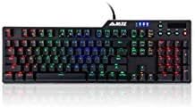 Ajazz AK35I RGB Mechanical Keyboard, Multimedia Keys Roller, Blue Switches, Professional Gaming Keyboard, Aluminum and ABS Construction, for Games Work and Daily Use, Black