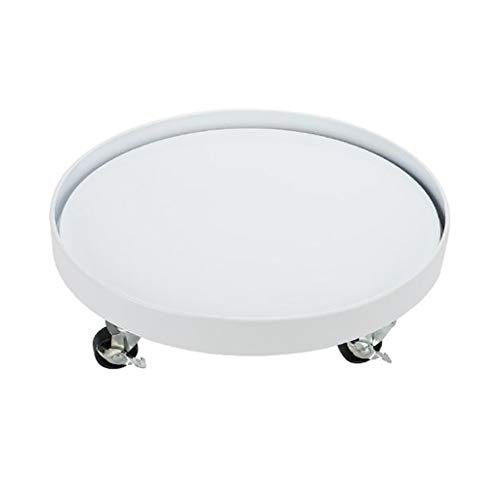 Chariot à plantes extérieur métal support rond pot de fleurs blanc avec roulettes